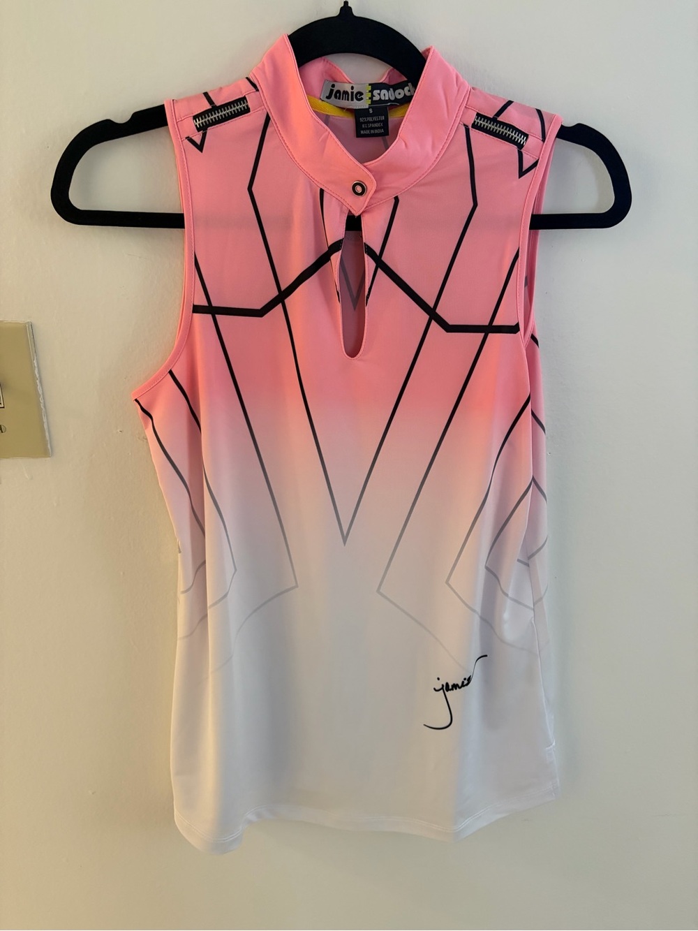 jamie sadock Pink to White Sleeveless Golf Polo - Keyhole Neck - Small